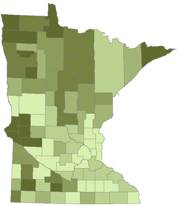 Mail voting by county. Counties with darker shades had a larger percent of ballots cast via mail ballots.