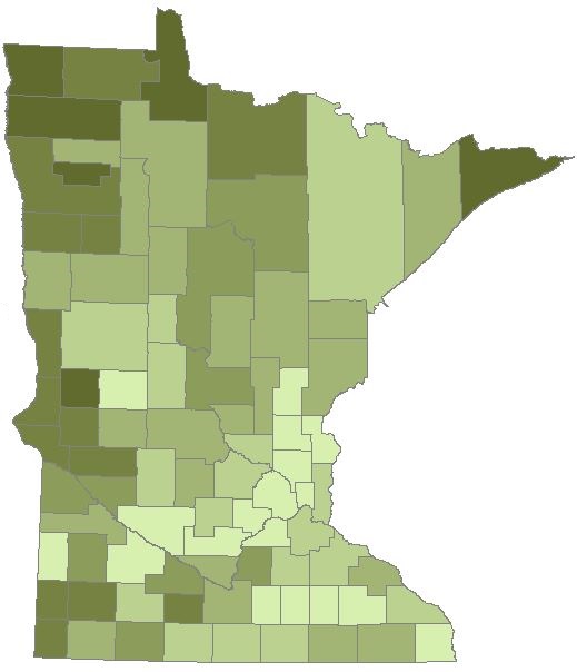 Mail voting by county. Counties with darker shades had a larger percent of ballots cast via mail ballots.