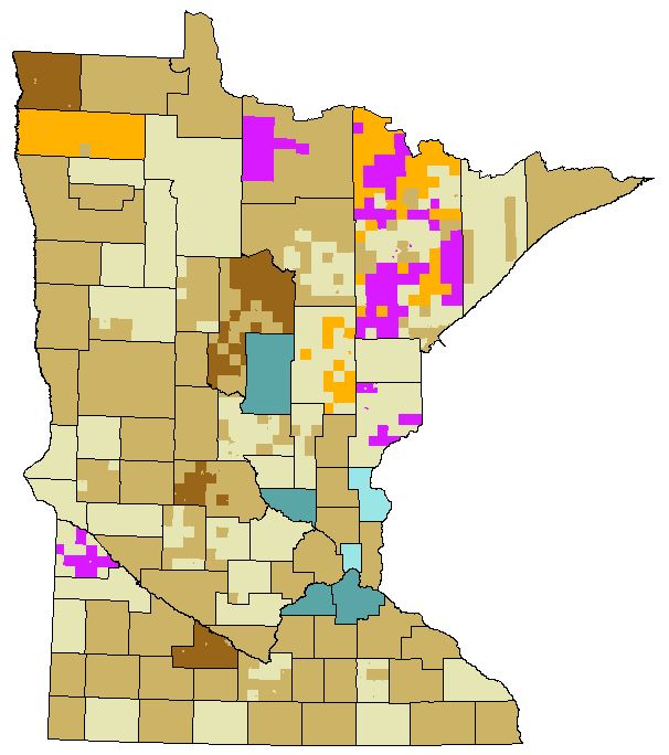 Voter tabulation equipment by precinct. Colors represent different models of equipment, see pdf for details.