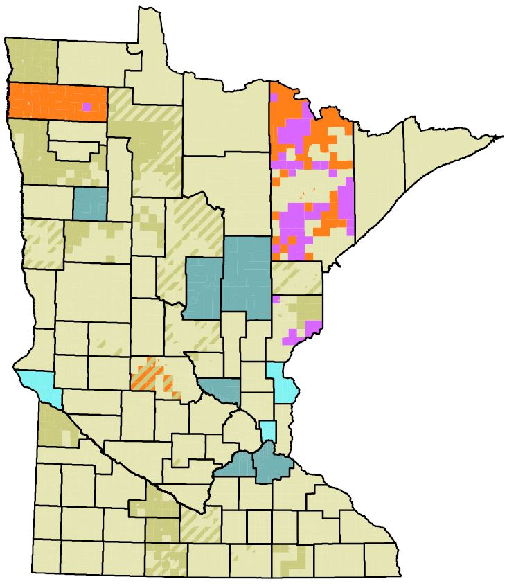 Voter tabulation equipment by precinct. Colors represent different models of equipment, see pdf for details.