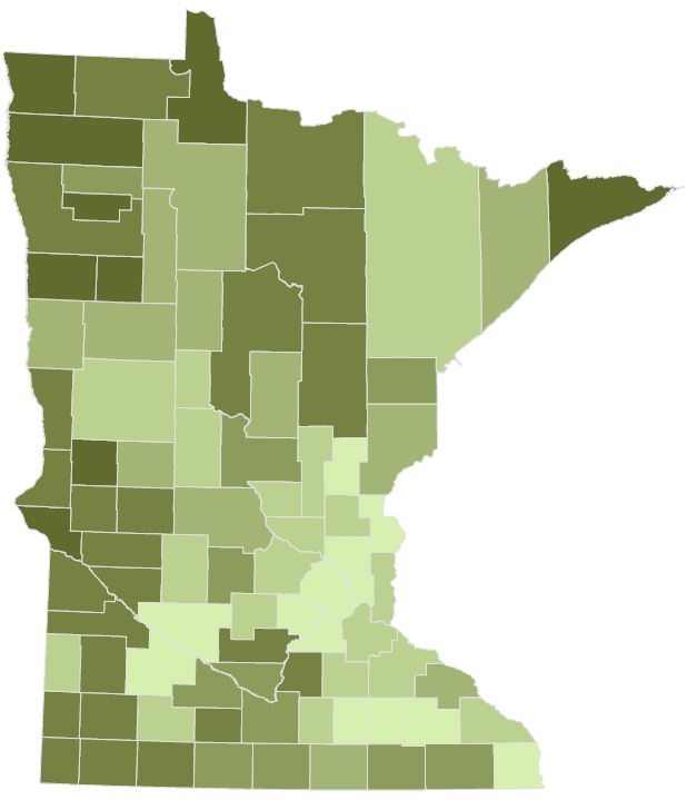 Mail voting by county. Counties with darker shades had a larger percent of ballots cast via mail ballots.