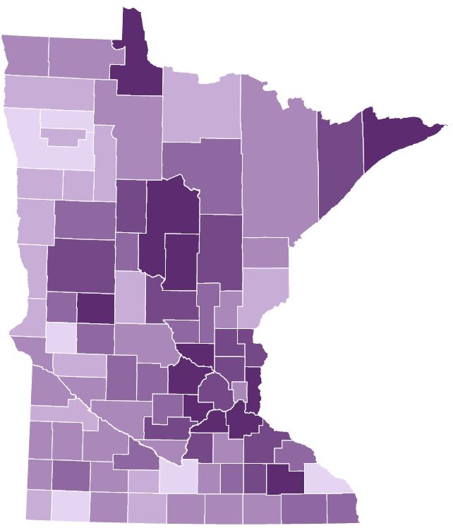 Pre-registration by county. Counties with darker shades had a higher percentage of voters pre-registered