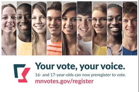 Your vote, your voice. 16 and 17 year olds can now preregister to vote