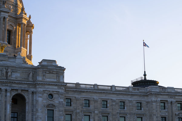 New Minnesota State Flag over the Minnesota Capitol Building